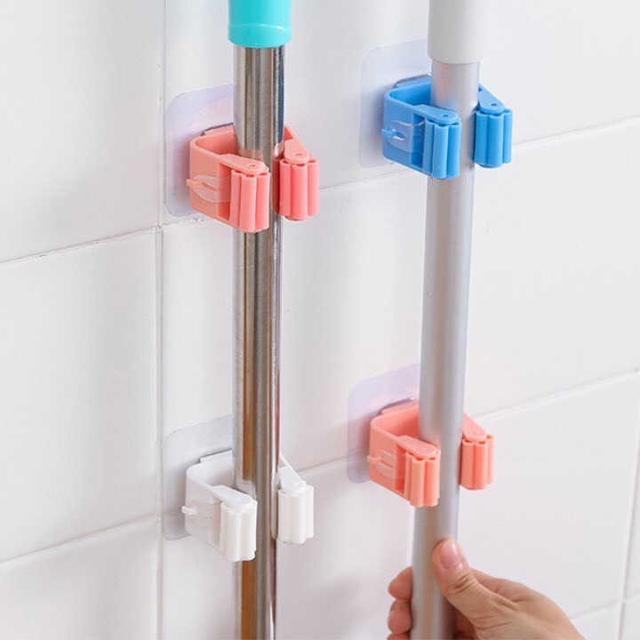 Móc dán tường kẹp giữ cây lau nhà, móc treo chổi treo chịu lực