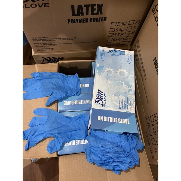 Găng tay y tế khám bệnh Nitrile khám bệnh DNglove màu xanh size s M L