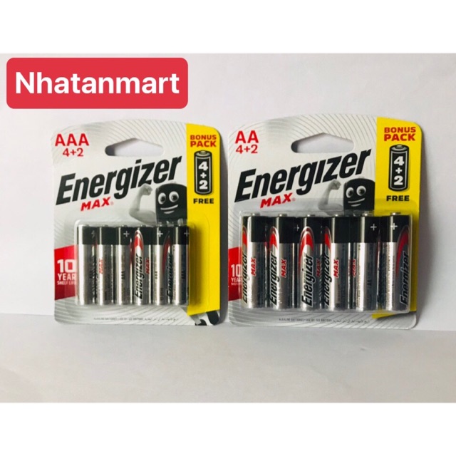 Pin Max 4 + 2 Viên Energizer E91 BP4+2 AA  ,E92 PB4+2 AAA