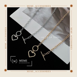 Vòng cổ dây chuyền chất liệu kim loại dây đeo xích mặt hình trái tim, phong cách retro