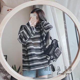 Áo len kẻ dáng rộng hot hit