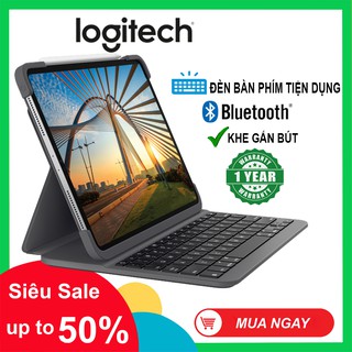 Bao da bàn phím Logitech Slim Folio Pro cho iPad Pro 11 - iPad Pro 12.9 - Đèn bàn phím & kết nối Bluetooth & Khe cắm bút