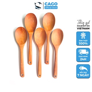 Muỗng Gỗ Kích Thước 26cm x 6cm Chất Liệu Gỗ Nhãn - Dùng Để Ăn Cơm, Cháo, Soup - Chính Hãng CAGO