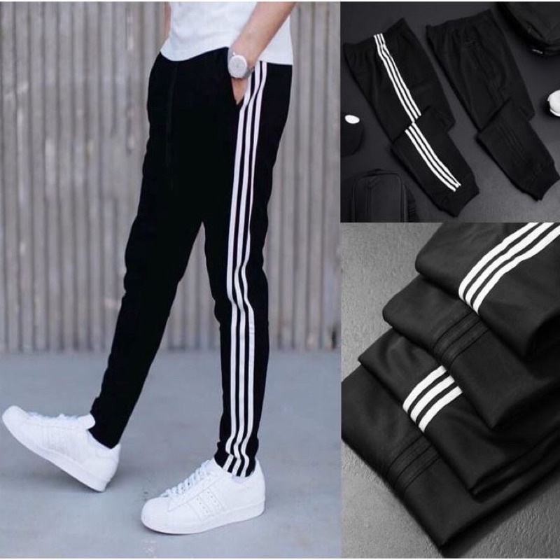 Quần 3 sọc nam nữ ống bó, quần thể thao adidas nam nữ ống bó vải POLy cao cấp, quần thể thao