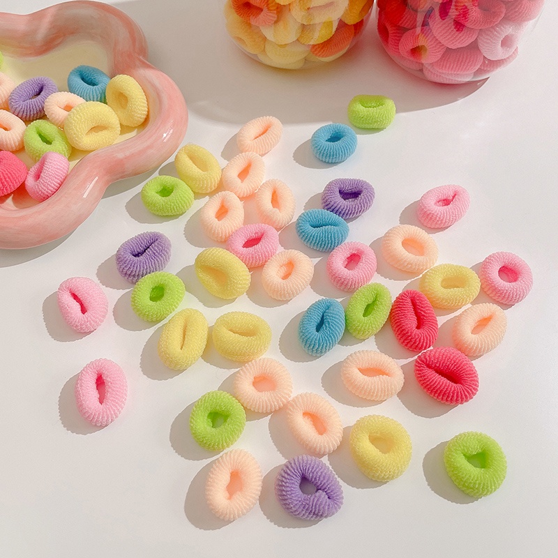 Set 100 Dây Chun Buộc Tóc Nhiều Màu Sắc Dễ Thương Cho Bé Gái