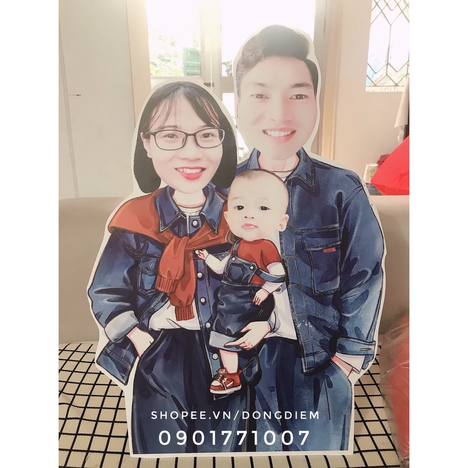 Hình Chibi gia đình trang trí sinh nhật, trang trí thôi nôi đẹp miễn phí thiết kế theo yêu cầu