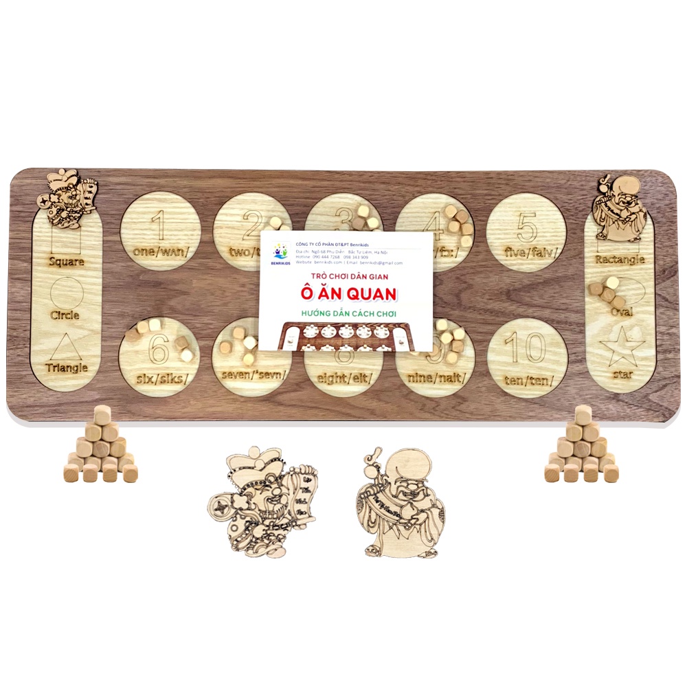 Ô Ăn Quan,Ô Quan Trò Chơi Dân Gian Việt Nam Bàn Chơi Bằng Gỗ, Giấy Bền Đẹp Đồ Chơi Trẻ Em Việt Nam