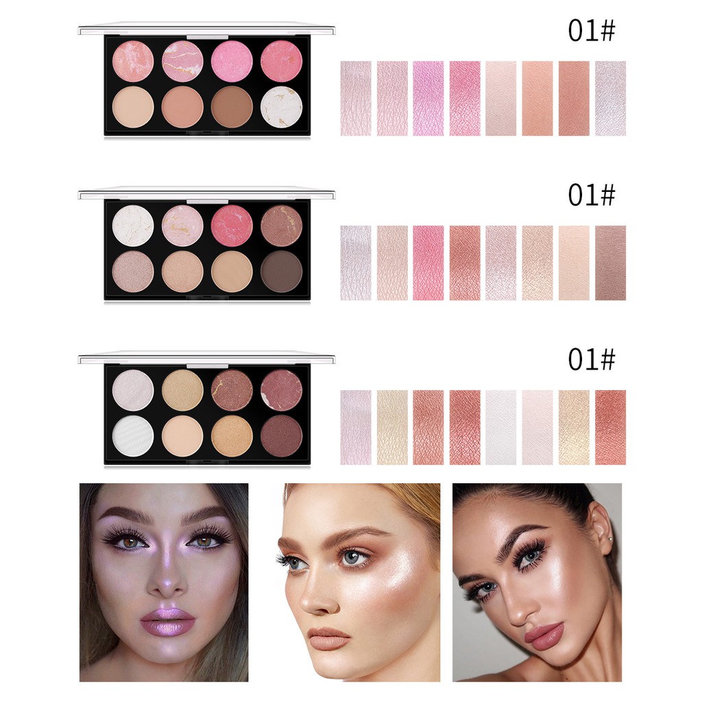 Bảng Má Hồng, Phấn Má Trang Điểm Bắt Sáng Tạo Khối Romantic Beauty 8 Màu Makeup Phối Các Tone Khác Nhau