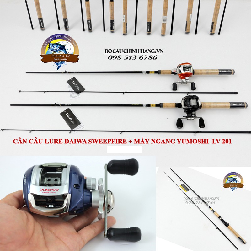 COMBO TRỌN BỘ CẦN CÂU LURE MÁY NGANG - CẦN DAIWA CHÍNH HÃNG VÀ MÁY NGANG LV201 - GIÁ CỰC RẺ CHẤT LƯỢNG CỰC TỐT