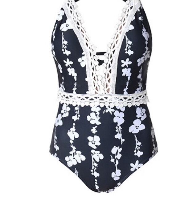Bikini liền hoa nhí, bikini liền họa tiết retro có ảnh thật