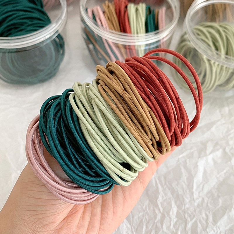 Set 100 Dây Buộc Tóc Cao Su Co Giãn Đơn Giản Thời Trang 2023