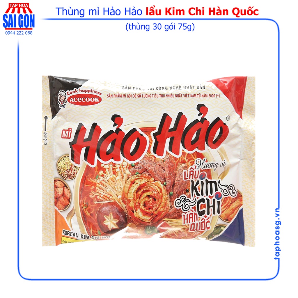 Thùng 30 Gói Mì Hảo Hảo Lẩu Kim Chi Hàn Quốc mang hương vị chua cay mới của kim chi đến các tín đồ mì gói