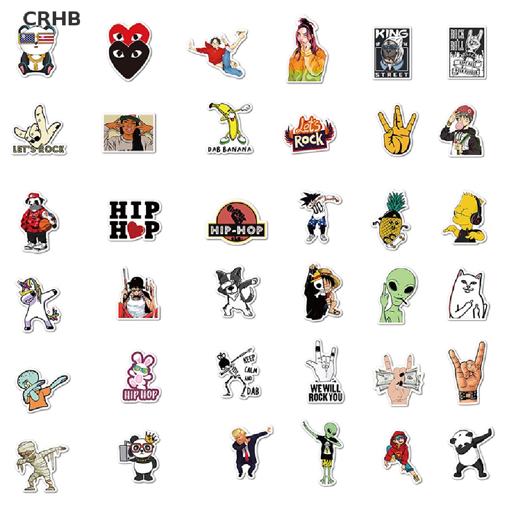 Set 100 Sticker Dán Trang Trí Máy Tính Phong Cách Hip Hop Rock Mới