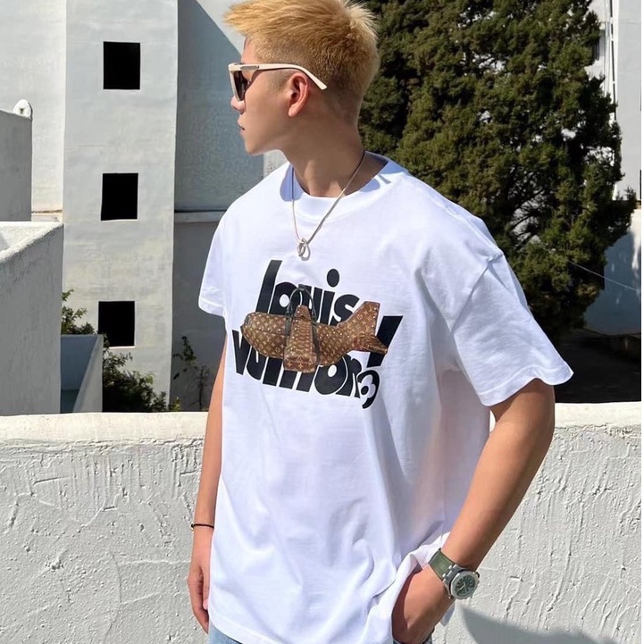 Áo Thun Lv Họa Tiết Máy Bay SPF . Áo Phông Cổ Tròn In Họa Tiết Siêu Đẹp DT STORE MENWEAR