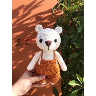Thú len nhồi bông handmade - Gấu mặc yếm