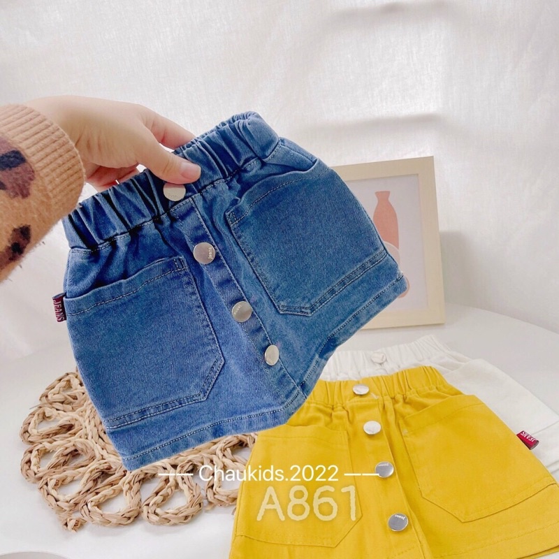 Chân váy vải bò và kaki mềm co giãn cho bé yêu