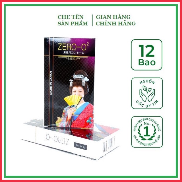 Bao cao su siêu mỏng siêu trơn Zero O2 Nhật Bản (Hộp 12C)