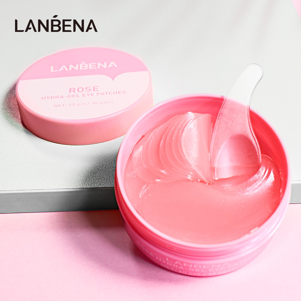 Mặt nạ mắt Collagen hoa hồng LANBENA Loại bỏ bọng mắt xỉn màu Nuôi dưỡng phục hồi làm sáng da Bản vá mắt 60 miếng