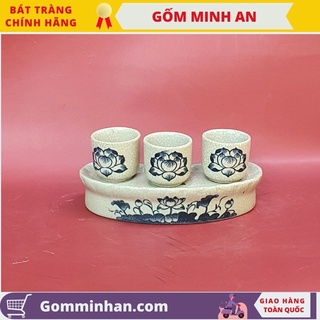 Kỷ thờ men rạn cao cấp vẽ hoa sen- gốm sứ bát tràng- gốm minh an
