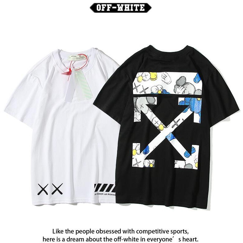 Áo thun ngắn tay Off-White chất liệu cotton họa tiết in hình nam nữ