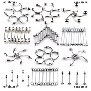 Set 60/85 khuyên lưỡi / lông mày / mũi / rốn bằng thép không gỉ