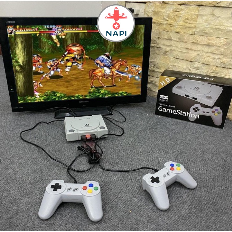 Máy chơi game cầm tay 4 nút 628 trò chơi 2 người mini HD TV NES FC Sega