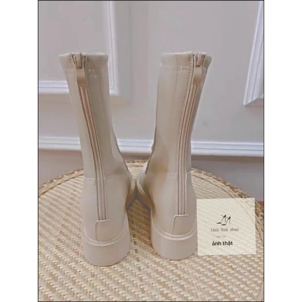 Boot da nữ cao cổ kéo khoá sau gót 2cm hàng Quảng Châu cao cấp