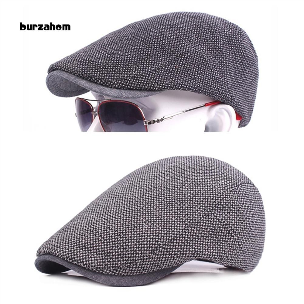 Mũ nồi phẳng vải cotton màu trơn thiết kế cổ điển trông lịch lãm cho nam