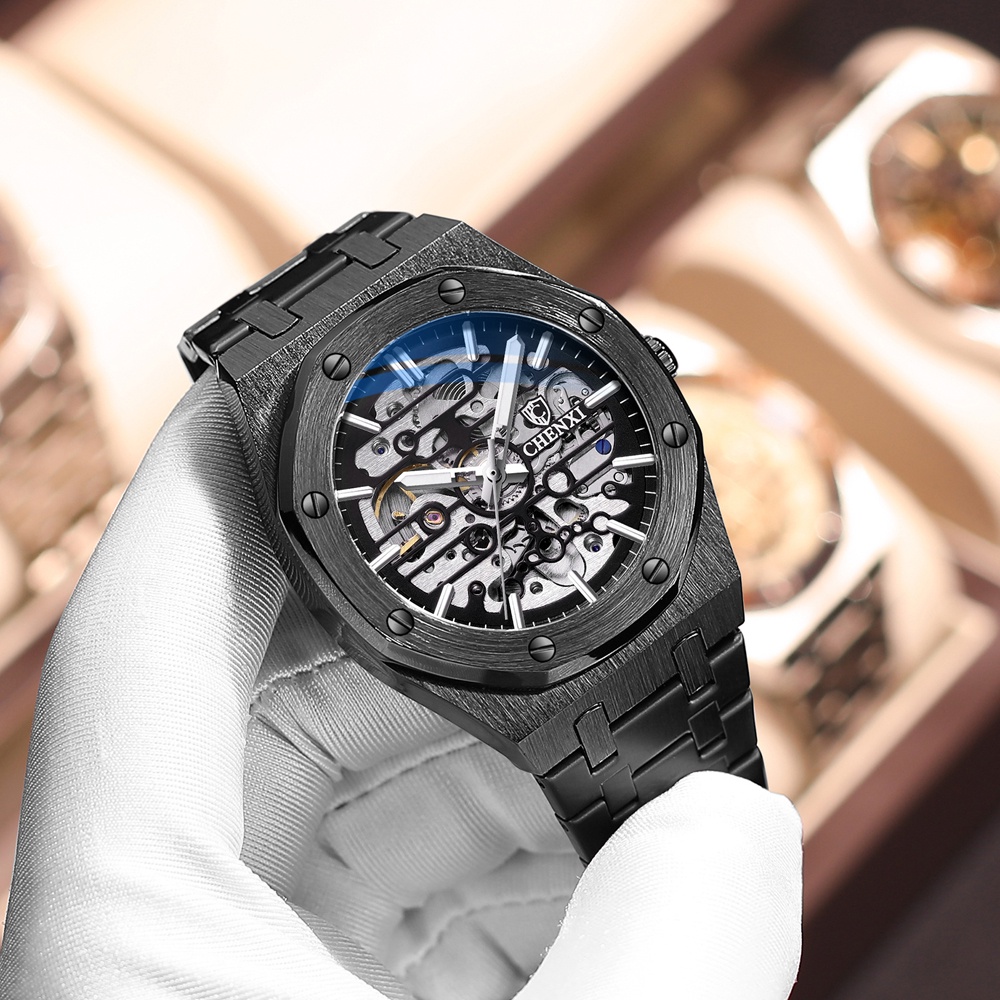 Đồng hồ cơ tự động Chexi bằng thép không gỉ chống nước phong cách doanh nhân cho nam