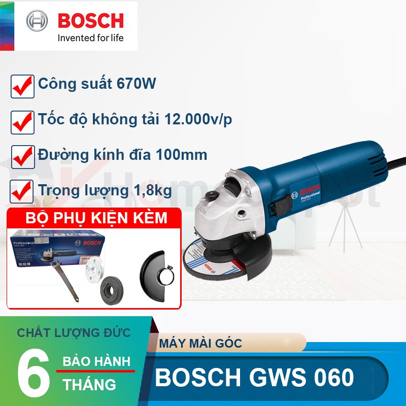 MÁY MÀI GÓC 670W BOSCH GWS 060 100MM