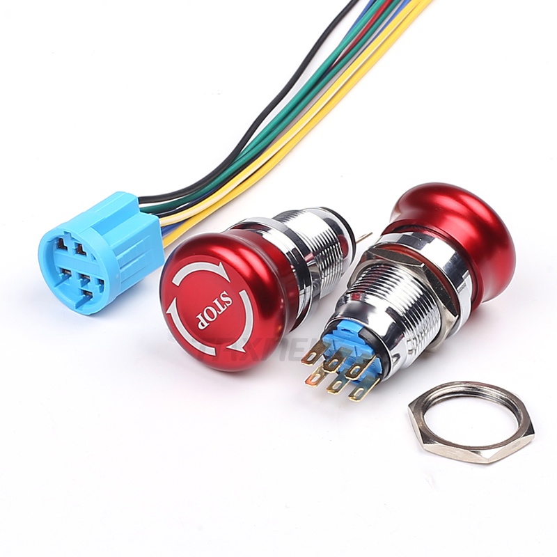 Nút Nhấn Khẩn Cấp Chống Nước Bằng Thép Không Gỉ 19mm 22mm 1NO1NC 2NO2NC