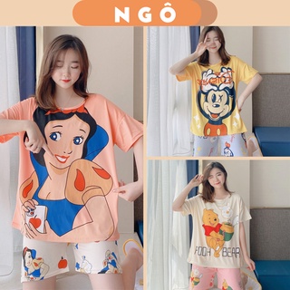 Đồ bộ nữ mặc nhà cotton cộc tay họa tiết siêu cute dễ thương - CTN5 Ngô Store