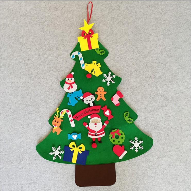 Cây Thông Noel Vải Dạ Trang Trí Treo Tường - 26 Họa Tiết - Tặng Kèm Đèn Led