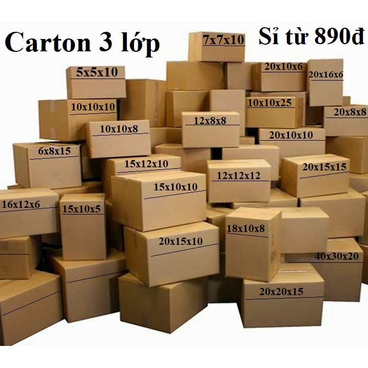 Hộp Carton Đóng Hàng Shopee [set 10 hộp ] Kích Thước Tùy Chọn Theo Yêu Cầu giá sỉ từ 890đ Hộp 3 Lớp Chắc Chắn màu nâu