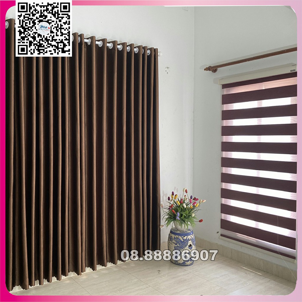 Rèm cửa màu nâu socola chống nắng, kích thước tùy chọn Mia curtain