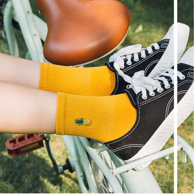 Vớ cao cổ dứa ulzzang, tất cổ cao unisex hình dứa thêu NEKO
