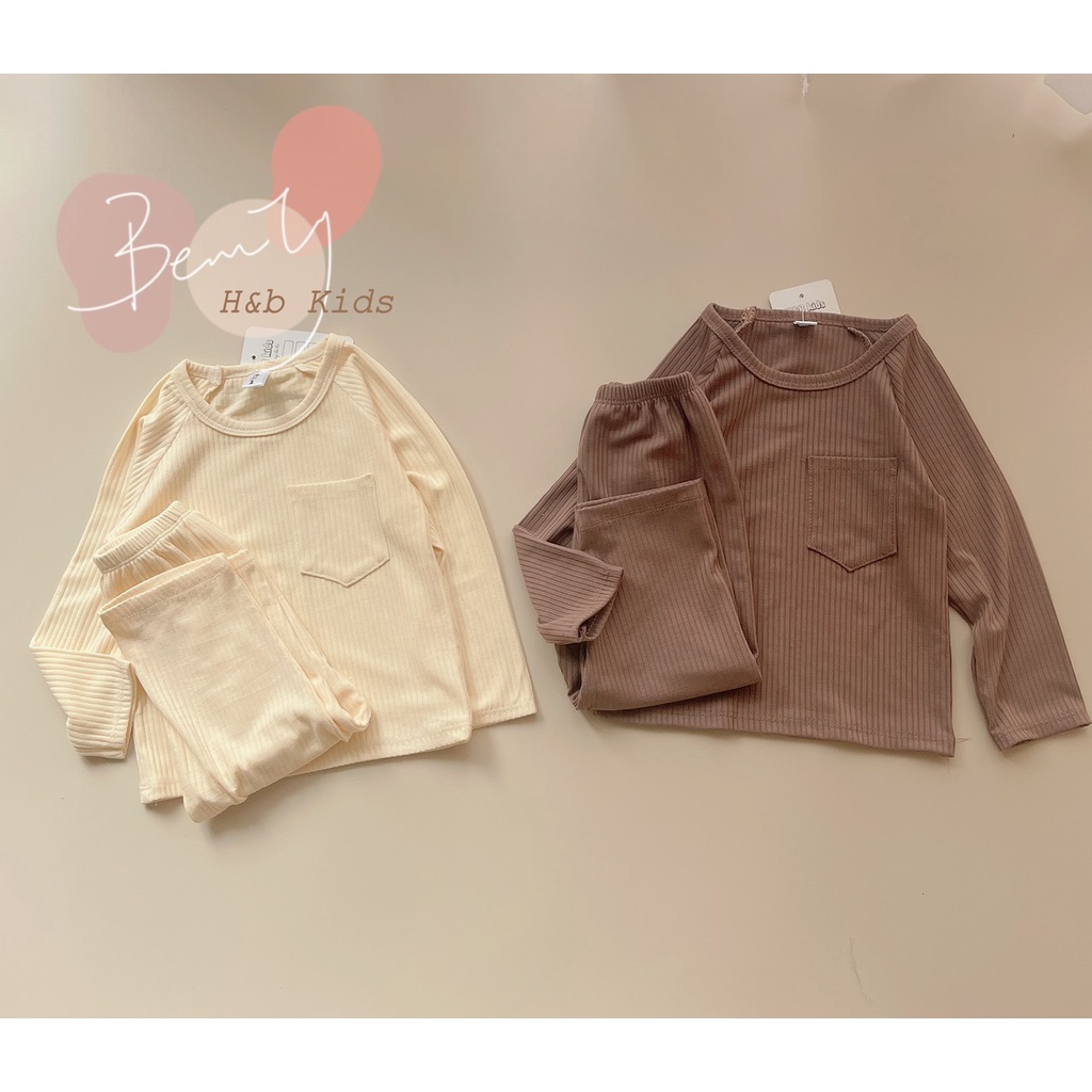 Bộ Dài Tay Có Túi Áo Chất Cotton Tăm Cực Mềm MỊn Cho Bé