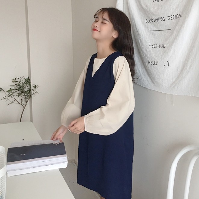 Đầm Xiaozhainv Tay Dài Phong Cách Hàn Quốc | BigBuy360 - bigbuy360.vn