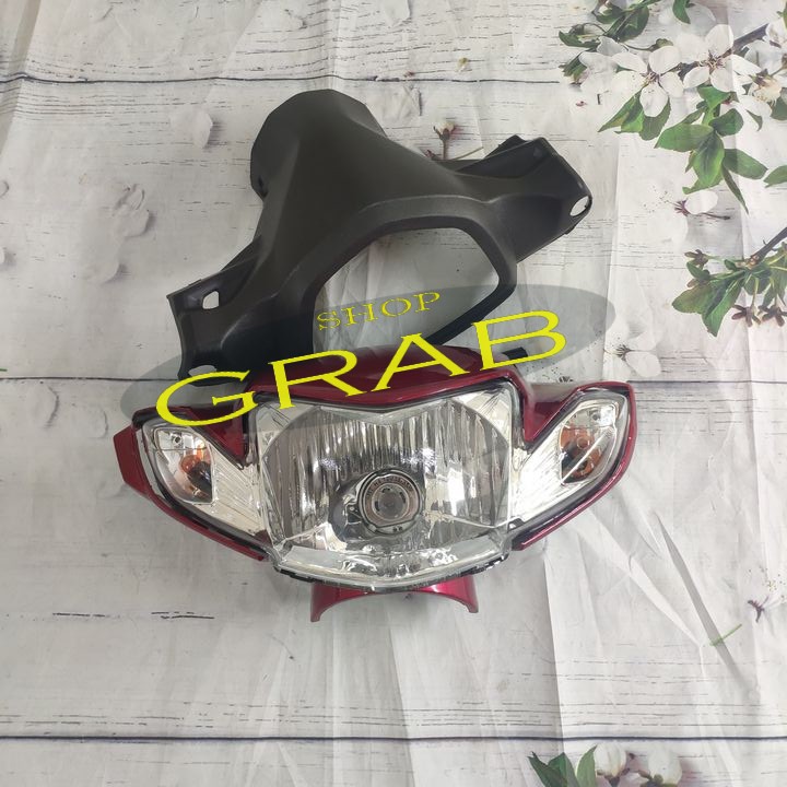 Bộ ốp đầu xe SIRIUS Phanh Đĩa 3 món: ốp đầu, gáy đen và pha đèn kèm bóng