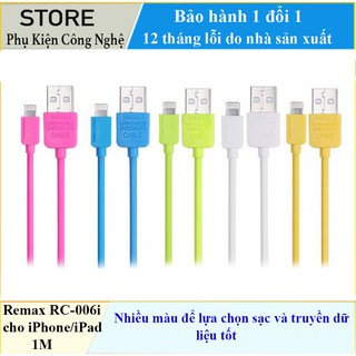 Cáp sạc remax rc-006i 1m sạc nhanh cho iphone/ipad