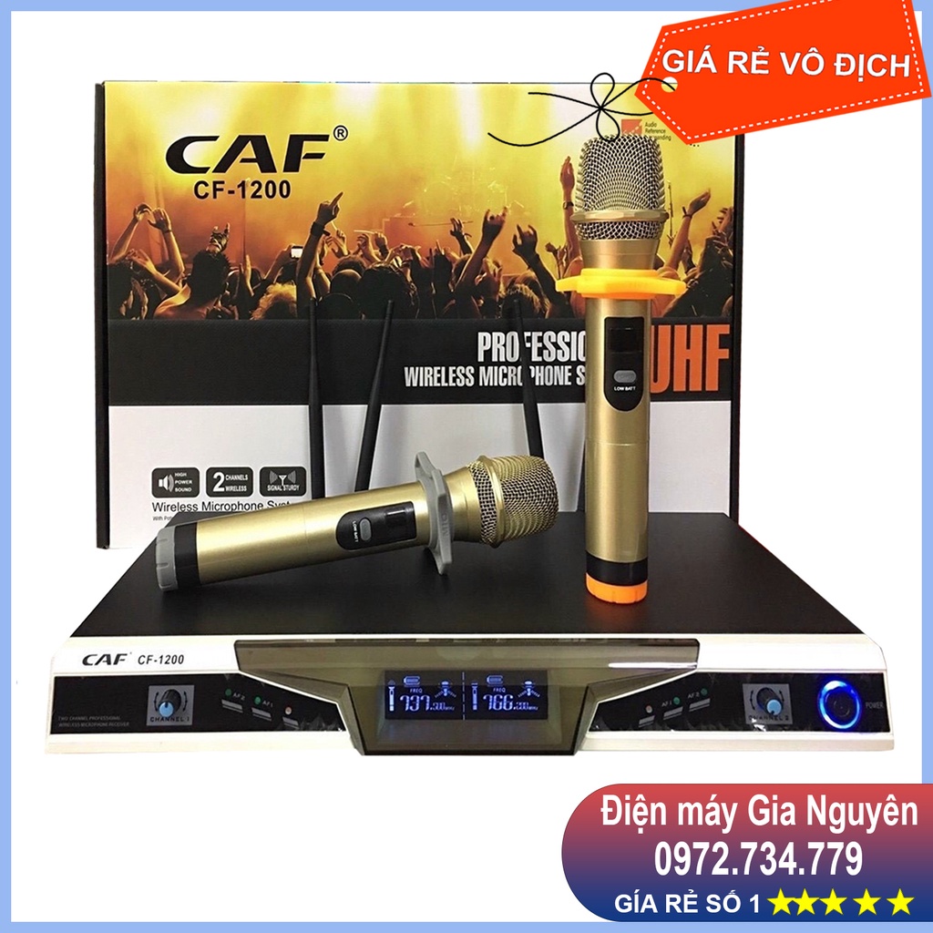 Micro không dây hát Karaoke CAF CF1200 chống hú, hút âm nhanh. Bảo hành 12 tháng