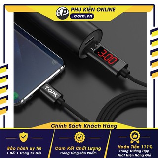 [ Siêu Phẩm ] - Cáp sạc tự ngắt TOPK - Có màn hình LED hiển thị điện áp.