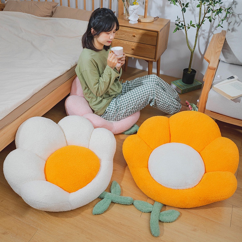 Đệm ngồi NAFENAI bằng cotton hình hoa mềm mại trên sàn nhà/cửa sổ mùa đông