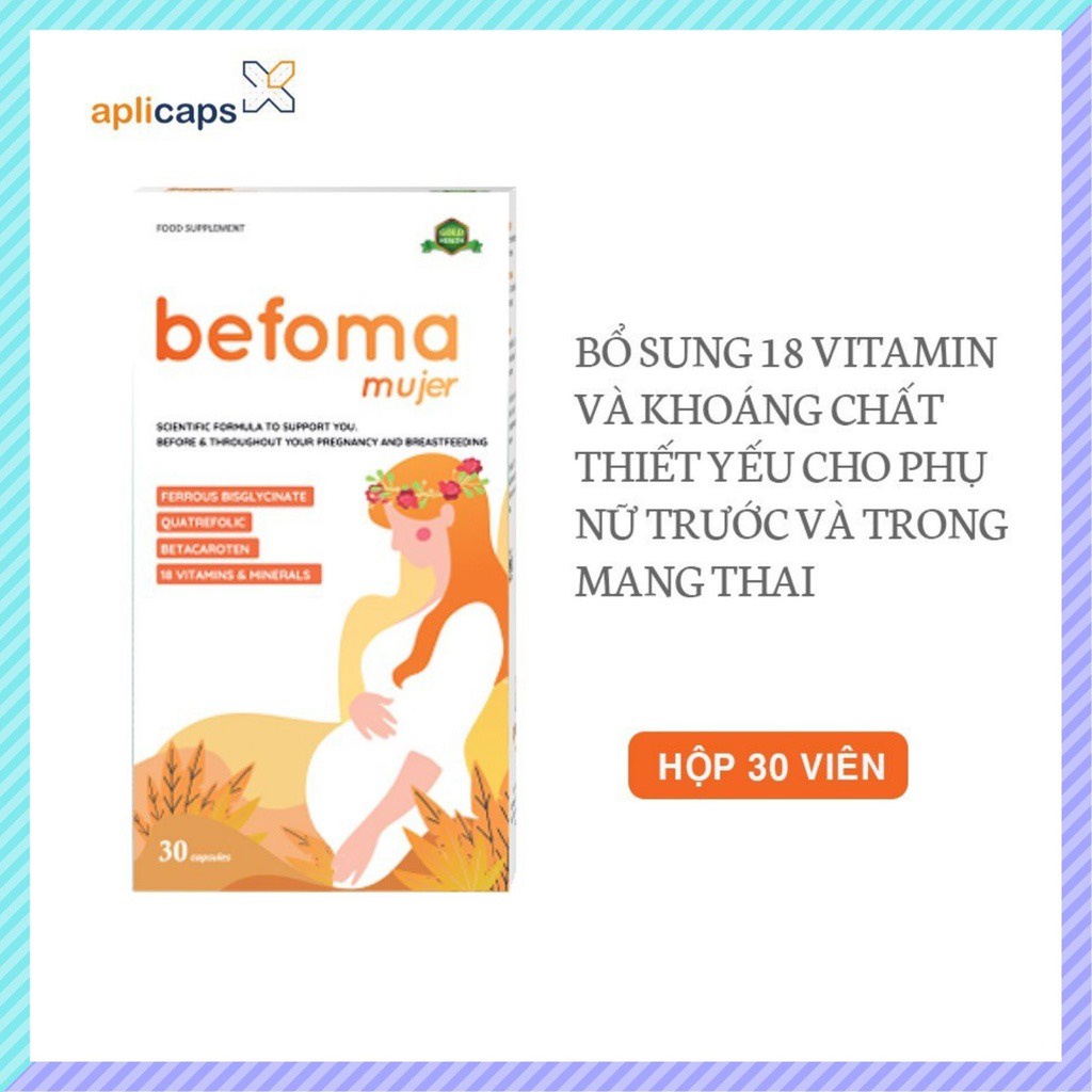 Sắt, acid folic và vitamin khoáng chất cho mẹ bầu Befoma  mujer hộp 30 viên