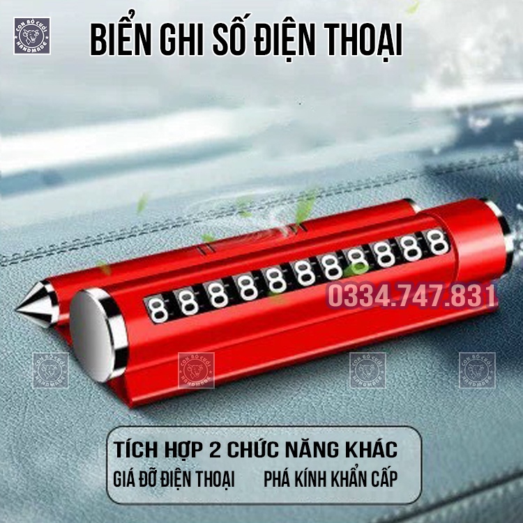 Bảng ghi số điện thoại có giá đỡ điện thoại phá kính lúc khẩn cấp 3 màu đen đỏ xanh dùng hiệu quả khi đỗ xe