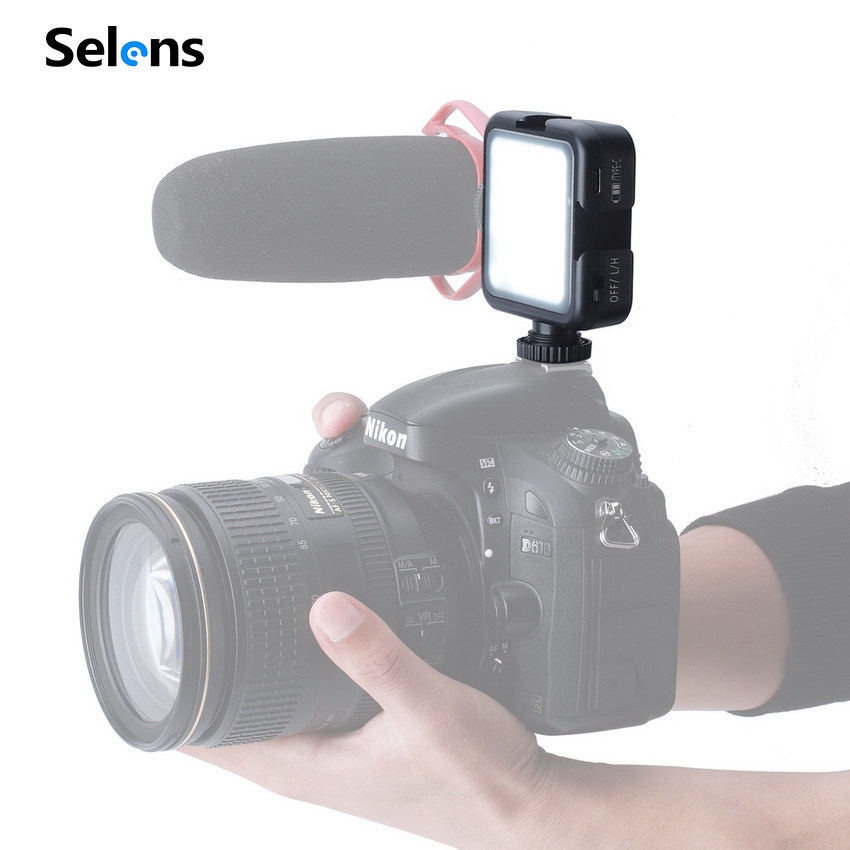 Đèn LED Selens 42 Bóng Kích Thước Nhỏ Gọn Gắn Hot Shoe Máy Ảnh Quay Video Livestream Vlog Cho Canon Nikon DSLR