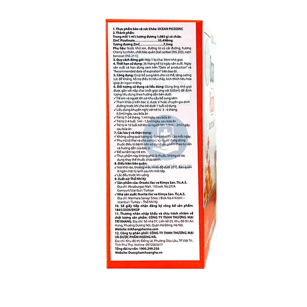 Siro Ăn Ngon Cho Bé OCEAN PICOZINC của Châu Âu - Y Dược Xanh