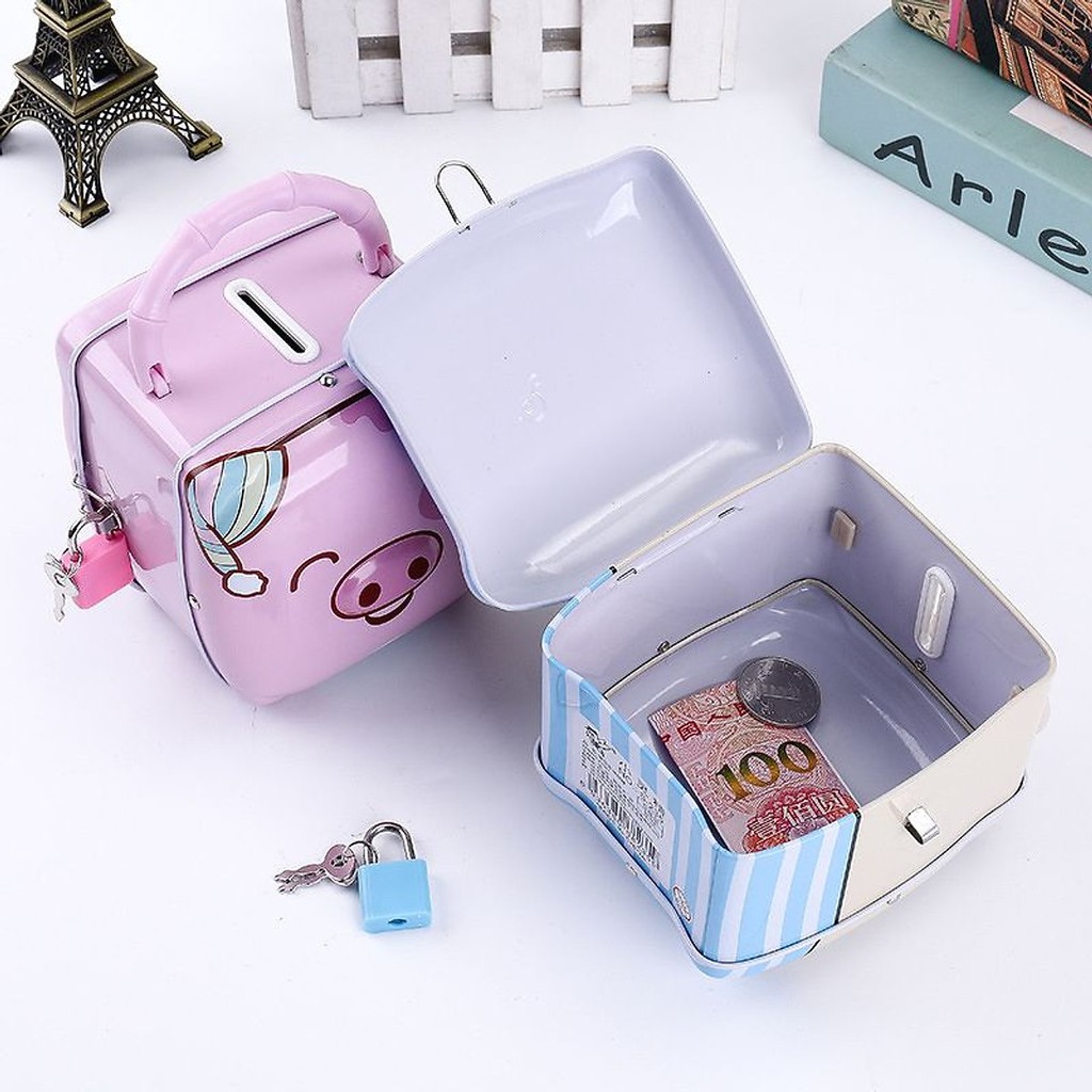 Ống Heo Két Sắt Mini Tiết Kiệm Tiền Mẫu Mới Có Khóa Đáng Yêu Cho Bé (Giao Mẫu Ngẫu Nhiên)