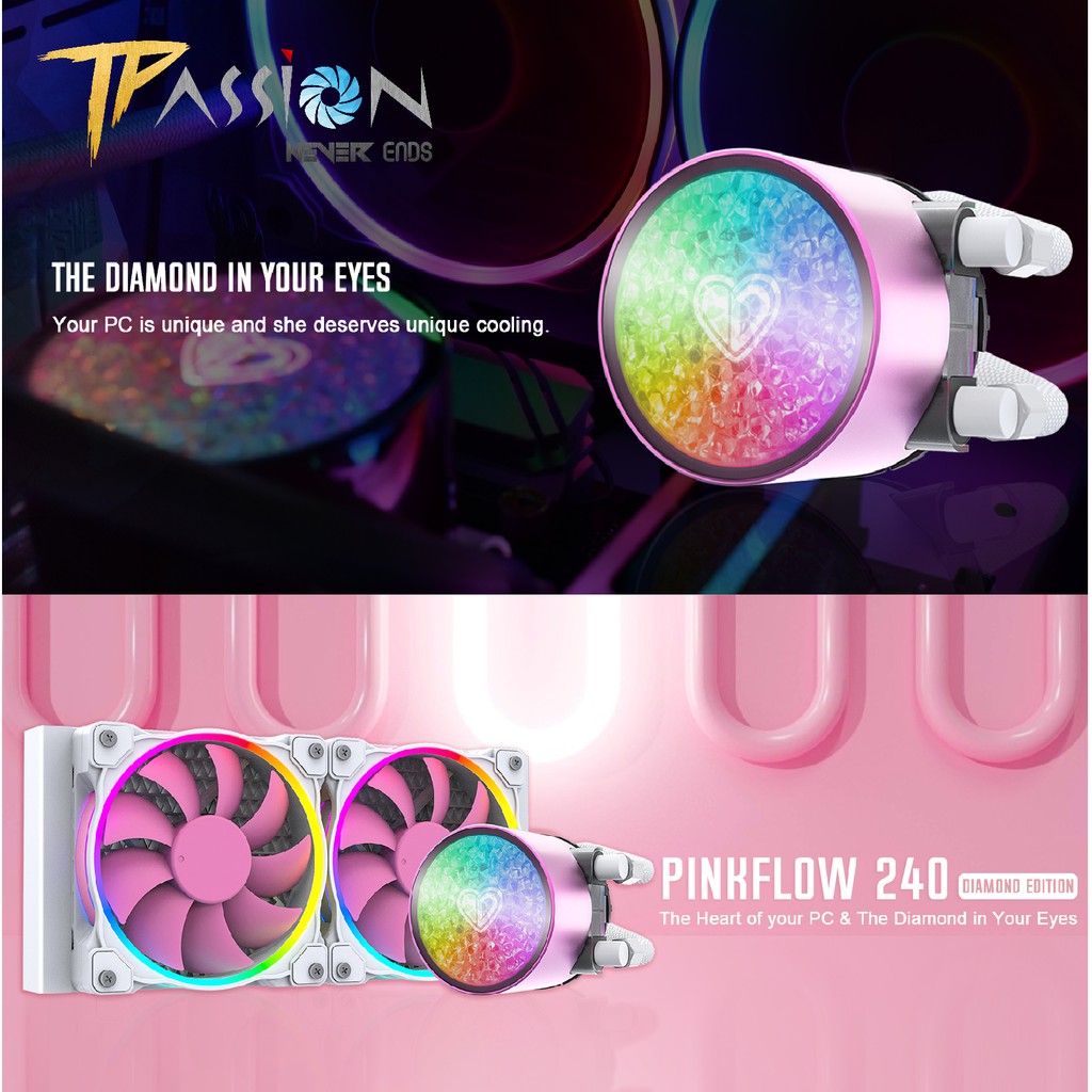 Tản nhiệt nước CPU AIO ID-COOLING PINKFLOW 240 DIAMOND EDITION - Chính hãng, LED ARGB 5v