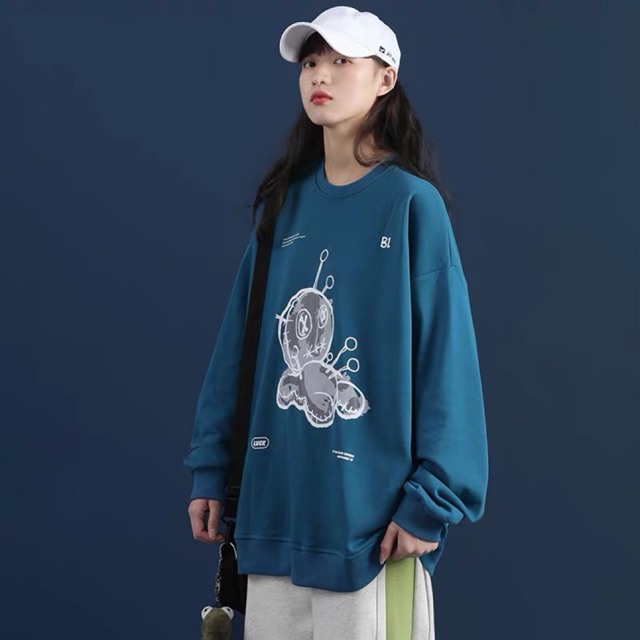 (Order) ÁO SWEATSHIRT OVERSIZE NỈ BÔNG UNISEX HÀN QUỐC CHUẨN